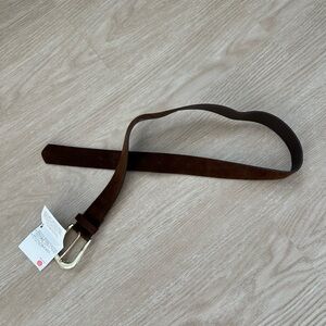 Zara | Brown Faux Suede Belt with Gold Buckle